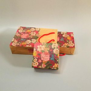 Prezent Wrap Zestaw Kwiaty Pudełka Cupcake Kraft Papier Torba z uchwytem Do Urodziny Strona główna Party Vintage Kwiatowy Maccaron Muffin Box