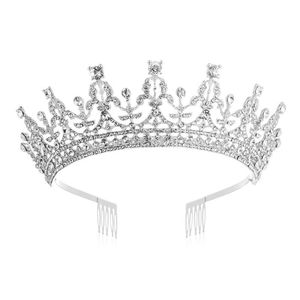Princess Queen Tiara Crown met kam Crystal Rhinestone Bruids Bruiloft Hoofdband U90E Haar Clips Barrettes
