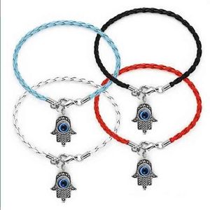 50 Pcs Kabbalah Hassam hand Evil Eye Pendants Mixed color Braided Rope Bracelets For Women & Men Creative Gifts C117