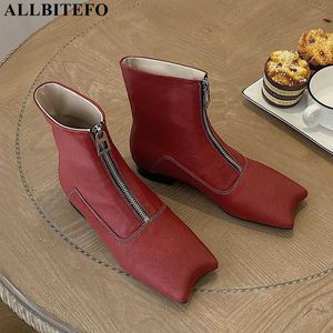 ALLBITEFO Special toe soft sheepskin genuine leather ankle boots for fashion sexy women boots street party shoes motocycle boots 210611