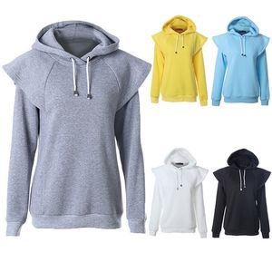 Kvinnor solid fleece hooded pullover hoodies sweatshirts vinter japanska damer varm grå jacka hoodie koreanska kvinnliga hoody 210507