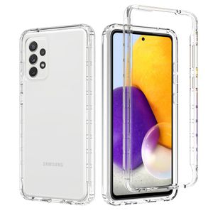 Crystal Clear 2 in 1 Custodie trasparenti antiurto Paraurti rigido Custodia protettiva in TPU morbido per Samsung A72 A52 5G A02S A11 A21 A12 A01 A10E A20 A51 A71 S20 FE S21