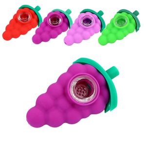 Grape hand pipe fruit shaped smoking pipes silicone smoke set heat resistant dab rig beaker bongs portable tobacco shisha fittings