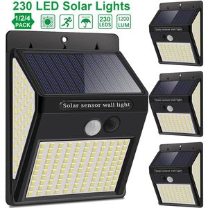 3Mode Waterproof 230 LED Solar Motion Sensor Lights Outdoor Sunlight Solar Powered Street Wall Lamp for Garden Decoration