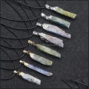 Pendant & Pendants Jewelrypendant Necklaces 1Pc Pendum Healing Mineral Natural Blue Kyanite Quartz Necklace Real Stone Green Crystal Choker