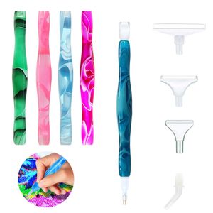 Resin Diamond Rame Point Shar Pen Tool с 6 головками для 5D DIY Handmade Вышивка Вышивка крестом Ногтя Art Xbjk2104