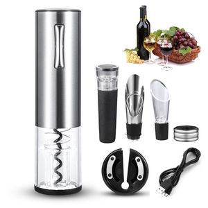 Smart Automatic Electric Wine Opener USB Rechargeable Wine Bottle Corkscrew Foil Cutter Set Red Wine Opener Kitchen Bar Tool 210817