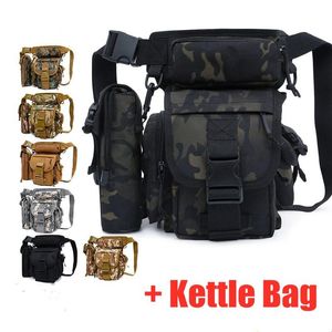 Borsa da gamba Mens Army Fan Tactical Waist Outdoor Riding Sports Camouflage Messenger Shoulder With Kettle Hiking Bags