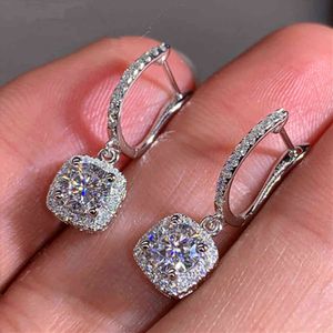 Huitan New Trendy Square Form Drop Earrings Brilliant Bridal Engagement Bröllop Smycken Elegant Kvinna Dangle Earringar Fine Gift