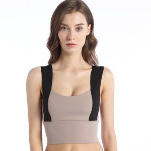 Kvinnor Tube Top Plus Storlek Patchwork Strap Naken Känsla Tyg Gym Underkläder Aktiv Push Up Yoga Fitness Kvinna Bra utan outfit