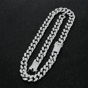 Chains 2cm Men Hip Hop Iced Out Gold Silver Color Crystal Rhinestones Clasp Miami Cuban Link Chain Necklaces Bracelet