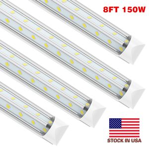 150W SMD5730 V-Shaped 2ft 3ft 4ft 5ft 6ft 8ft Cooler Door Led Tube T8 Integrated Led Tubes Double Sides Led Lights 85-265V Stock In US