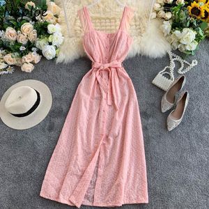 Neploe Heavy Work Lace Hook Flower Elegant Dress Women High Waist Hip Sashes Camis A Line Long Vestidos Sleeveless Camis Robe 210423