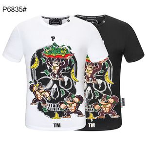 22SS Neue Phillip Plain Herren Designer PP Schädel Diamant T-shirt Kurzarm Dollar Braunbär Marke Oansatz Hohe Qualität Schädel Tshirt P6834