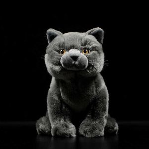 Simulazione Carino British Shorthair Gatto Tabby Felinae Farcito Morbido Peluche Gattino Grigio Vita Reale Animale per Bambino Regalo di Capodanno Q0727