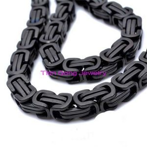 Black Tone Byzantine Box Stainless Steel 8.5mm Mens Boys Chain Necklace or Bracelet Fashion Jewelry