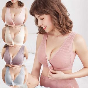 breast feeding bra with open breast front button bra nursing tank tops pregnant women sleeping bra cotton wireless underwear Y0925