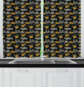Wholesale teal drapes for sale - Group buy Curtain Drapes Dark Yellow Grey Teal Floral Kitchen Curtains Realistic Hand Drawn Rose Flowers Bouquet Vintage Illustration Window