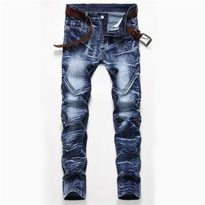 Śnieg Umywany Patchwork Męskie Proste Elastyczne Dżinsy Plus Size Vintage Patch Slim Denim Dżinsy Długie Bawełniane Mężczyźni Spodnie Jean 211120