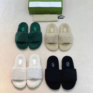 Designer Slippers 2021 Women's slide sandal with Interlocking Flat Logo Platform Sandals fashion luxury furry casual shoes wool slides TPU Outdoor slipper