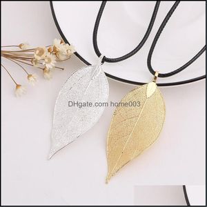Pendant Pendants Jewelry Couple Natural Fall Leaf Veins Plated K Gold Statement Necklaces For Women Drop Delivery Kg2Ck