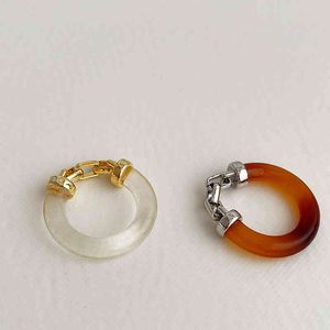 Vintage Transparent Rin Acrylic Chunky Chain Ringar för Kvinnor Geometrisk Rund Cirkel Ringar Sommar Mode Smycken Gåvor