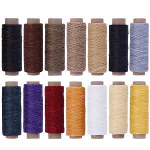 50M Leather crafts Waxed Thread Cord Hand Polyester Stitching Multicolor For Hand Flat Sewing Line