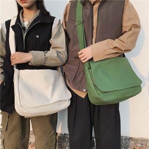 Shoulder Bags Japanese Canvas Crossbody Bag For Women Cotton Cloth Big Lady Satchels Unisex Cross Body Large Woman Messenger