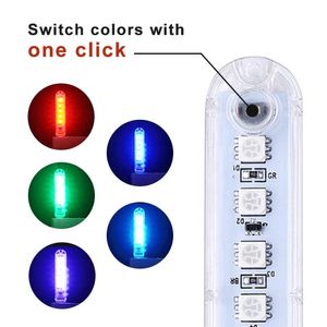 Amazon продает DC5V RGB USB мини-светодиодные ночные светильники портативный 7 цветов атмосферные лампы USB красочные огни с кнопкой переключатель света