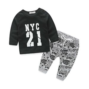 Amor DDMM Bebê Define Casual Baby Baby Boys Roupas Cartas T Camisas + Calças de Algodão Animal Suits Criança Criança Infantil 210715