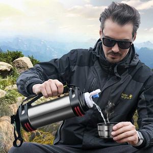 1.2l / 1.6l / 2l thermos di grande capacità bottiglia d'acqua termica doppia parete tazza da bere in acciaio inossidabile tazza per viaggio campeggio 210615