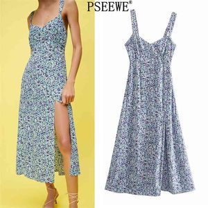 Summer Dress Floral Print Midi Women Sleeveless Backless Strap Elegant Long es Woman Beach Sundress 210519