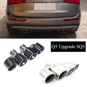 2 Pieces Silver/ Black Stainless Steel Car Exhaust Muffler For A-udi Q5 Up To SQ5 H Shape Exhausts Pipe