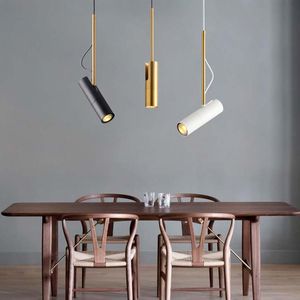 Lâmpadas pendentes de cabeceira de design nórdico Branco em ouro preto downlight rotativo LED LED Hanging Restaurant Kitchen Spot Lumin