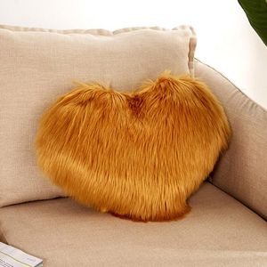 Cushion/Decorative Pillow Furry Plush Cushion Cover Sweet Heart Shaped Throw Case Fluffy Faux Fur Pillows For Sofa Bed Cuscini Decorativi