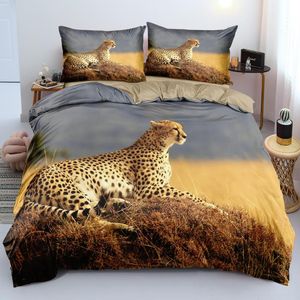 Conjuntos de cama 3D Black Dubet Cover Design Tigre Cama de cama travesseiro Shams 140 * 200 cm Twin completo duplo duplo king size king bedclothes