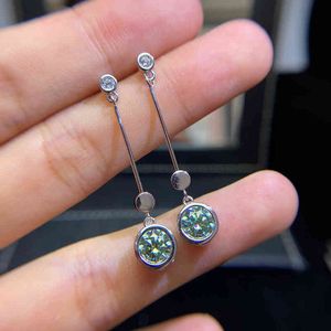 Luxury 925 Sterling Silver 1 Ct Passed Diamond Test Perfect Cut VVS1 Green Moissanite Engagement Earring Female Gift Jewelry