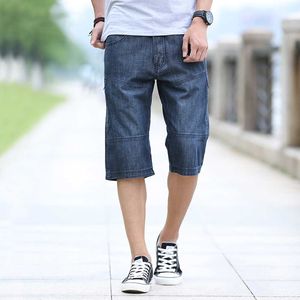 Fashion Summer Denim Men's Casual Jeans Shorts Straight Loose Baggy Cargo Short Side Zipper Pocket Plus Size Streetwear Clothing