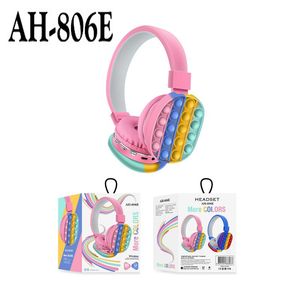 AH-806E Simpatiche cuffie Bluetooth wireless Moda Auricolari colorati Decompressione Cuffie creative in silicone Arcobaleno con microfono