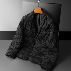 Männer Anzüge Blazer Weiße Ente Unten Winter Jacken Luxus Jacquard Einreiher Dicke Männliche Mäntel Slim Fit Casual Mann 5XL