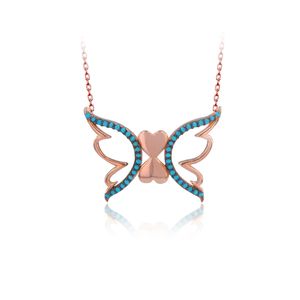 Trendy 925 argento innamorato gioielli turco zircone moda angelo collana farfalla per donne San Valentino Designer di lusso
