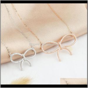 Pendant Necklaces & Pendants Jewelry Drop Delivery 2021 Fashion Little Book S925 Sterling Sier Big Bow Necklace Light Luxury Full Diamond Mes