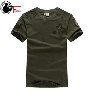 Styl wojskowy męski koszulka z krótkim rękawem Summer Army Green Combat Tactical Plus Size Tshirt Casual O Neck T Shirt Męskie Tee Topy 210518