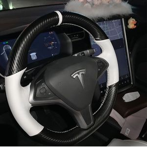 New interior non slip leather steering wheel stitching cover for Tesla s model x 2016-2020