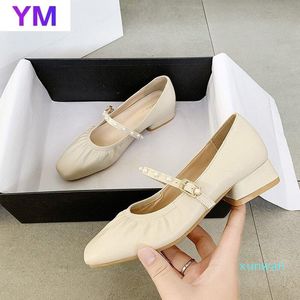 Mode Kurze Heels Schuhe Karree Frau Elegante Komfortable Dame Party Büro Hochzeit Pumpen Mary Janes Zapato Mujer Kleid