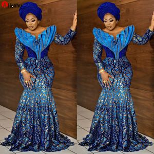 2022 Plus Size Arabo Aso Ebi Elegante sirena Abiti da ballo in pizzo Sheer Neck Perline Abiti da sera convenzionali Abiti da festa ZJ112 fsda