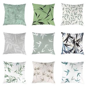 Wholesale bamboo pillows for sale - Group buy Cushion Decorative Pillow Peach Skin Cushion Cover Decorative Nordic Style Pillowcase Bamboo Leaves cm Green Leaf Case
