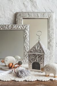 Lustra marokańskie styl europejski retro lustro metal aluminiowy srebrny rzeźbione ramki sypialnia makijaż pulpit wystrój próżność