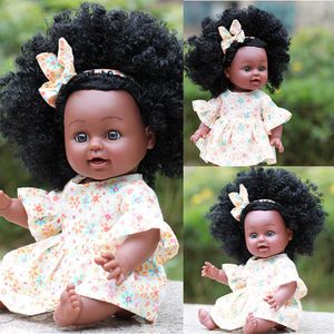 女の子の赤ちゃんのアフリカの黒人少女のリアルな5センチ人形赤ちゃんのための赤ちゃんのための子供たちの子供たちの女の子男の子のボディプレイビニール人形生まれたばかりの赤ちゃん人形Q0910