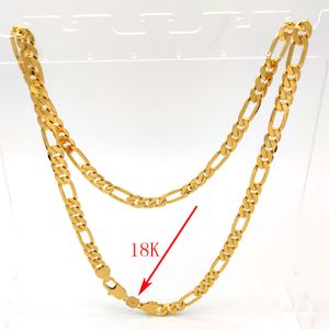 Högkvalitativ 18 k Stamp Link Ltalian Figaro Chain Solid Gold AUTENTIC FINISH Halsband 24